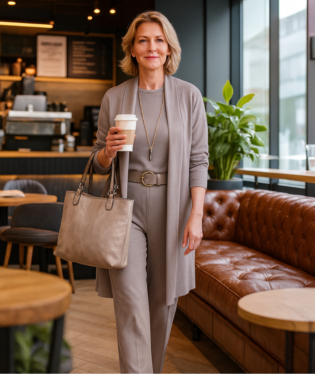 Conjunto Versátil Taupe + cárdigan a juego de regalo